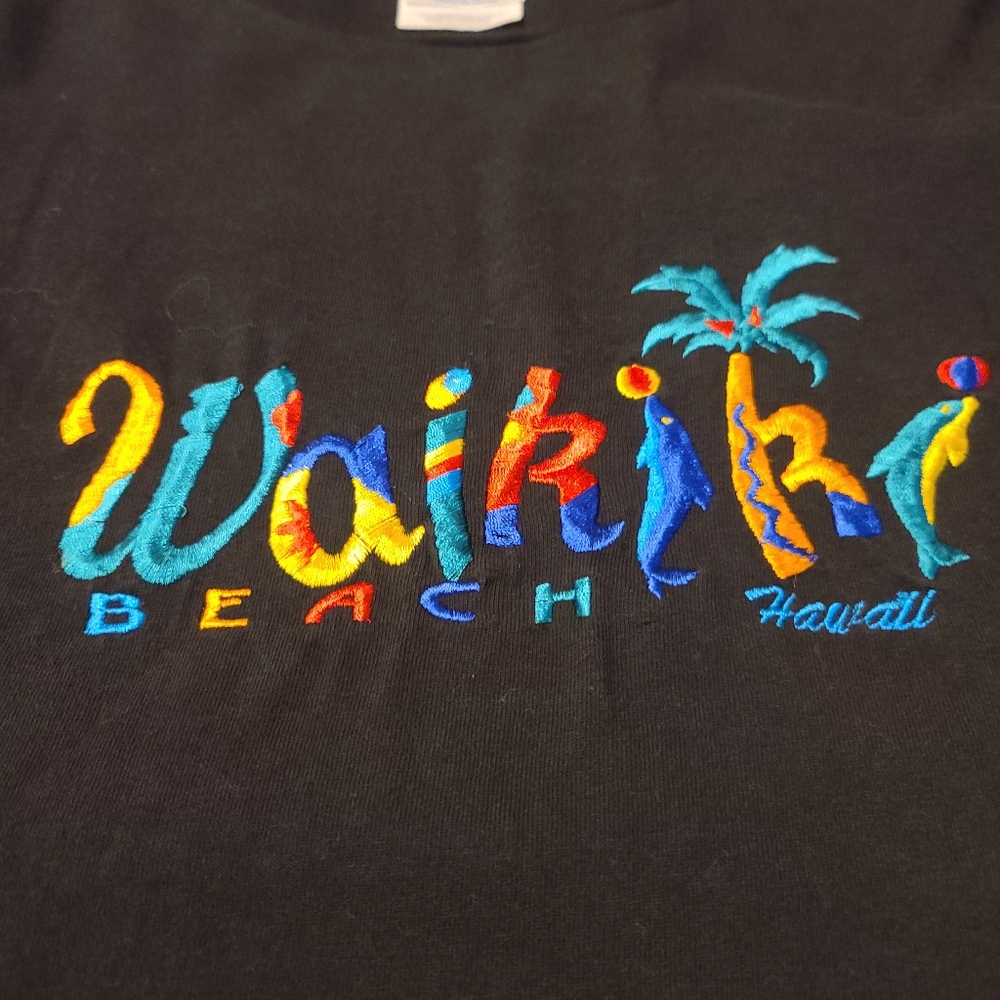 Vintage 90s Hawaii Waikiki imboarder multi color with Dolphins.  Men's xl